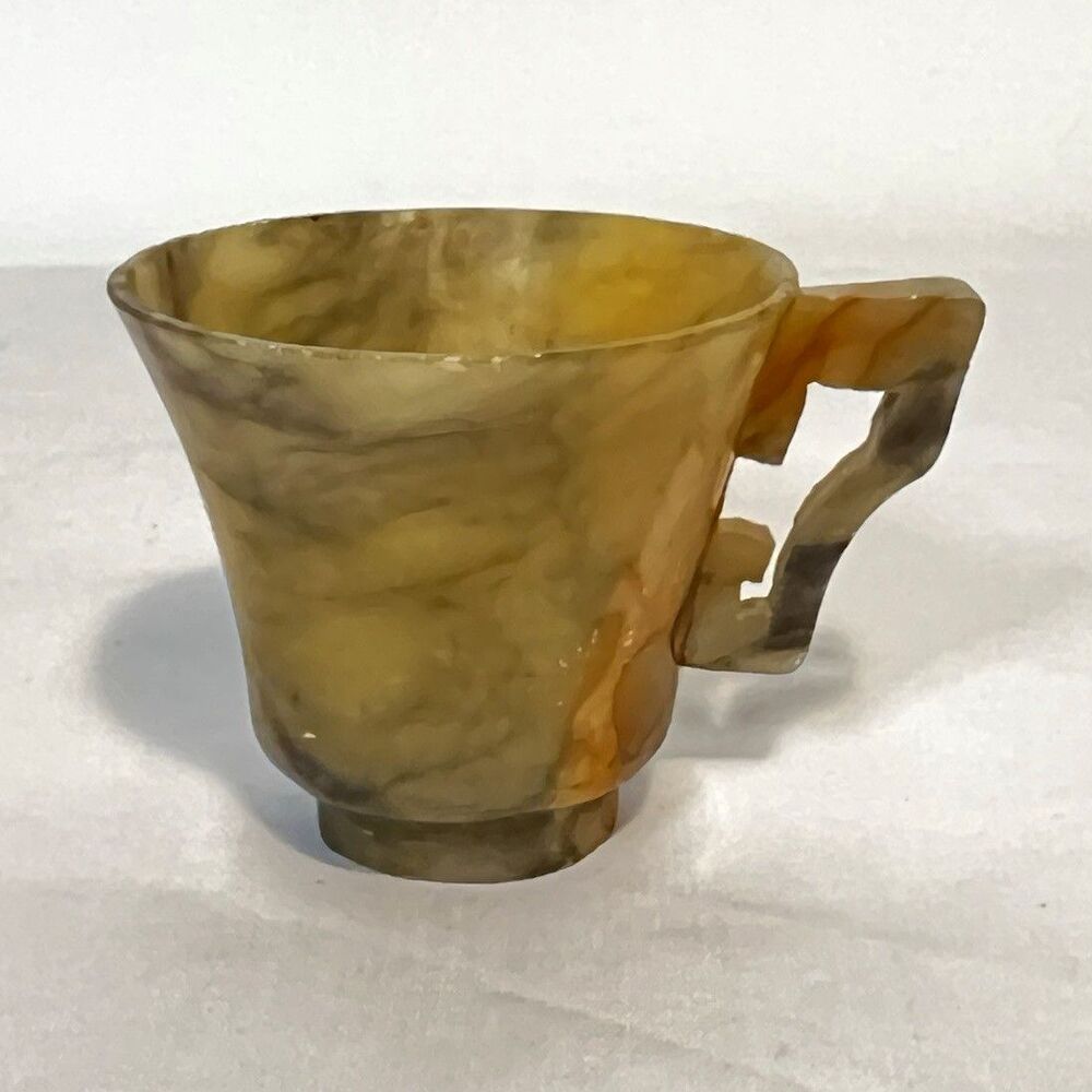 AntiqueChineseRepublicPeriod HandCarvedBanded Agate Onyx Hardstone Demitasse Cup
